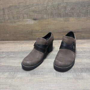 Born Brown Leather Block Sole Booties Women's Size 9.5